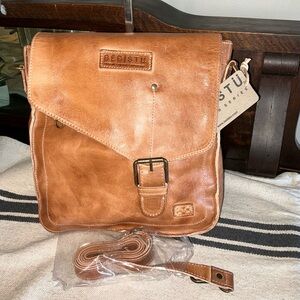 NWT Bed Stu Leather Venice Beach Crossbody Bag Tan Rustic Retail $240